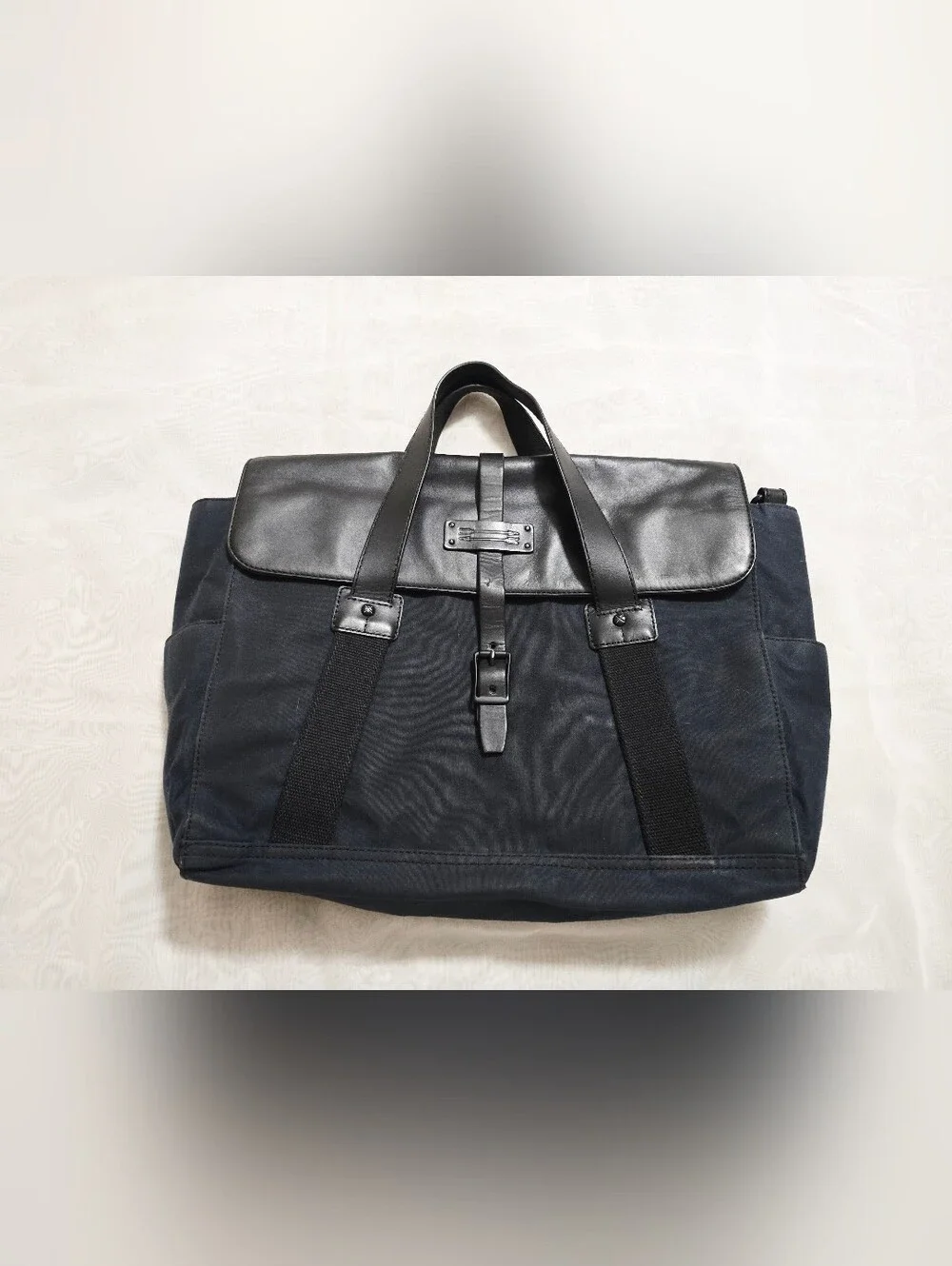 Jack Spade Black Canvas Leather Messenger Laptop Bag